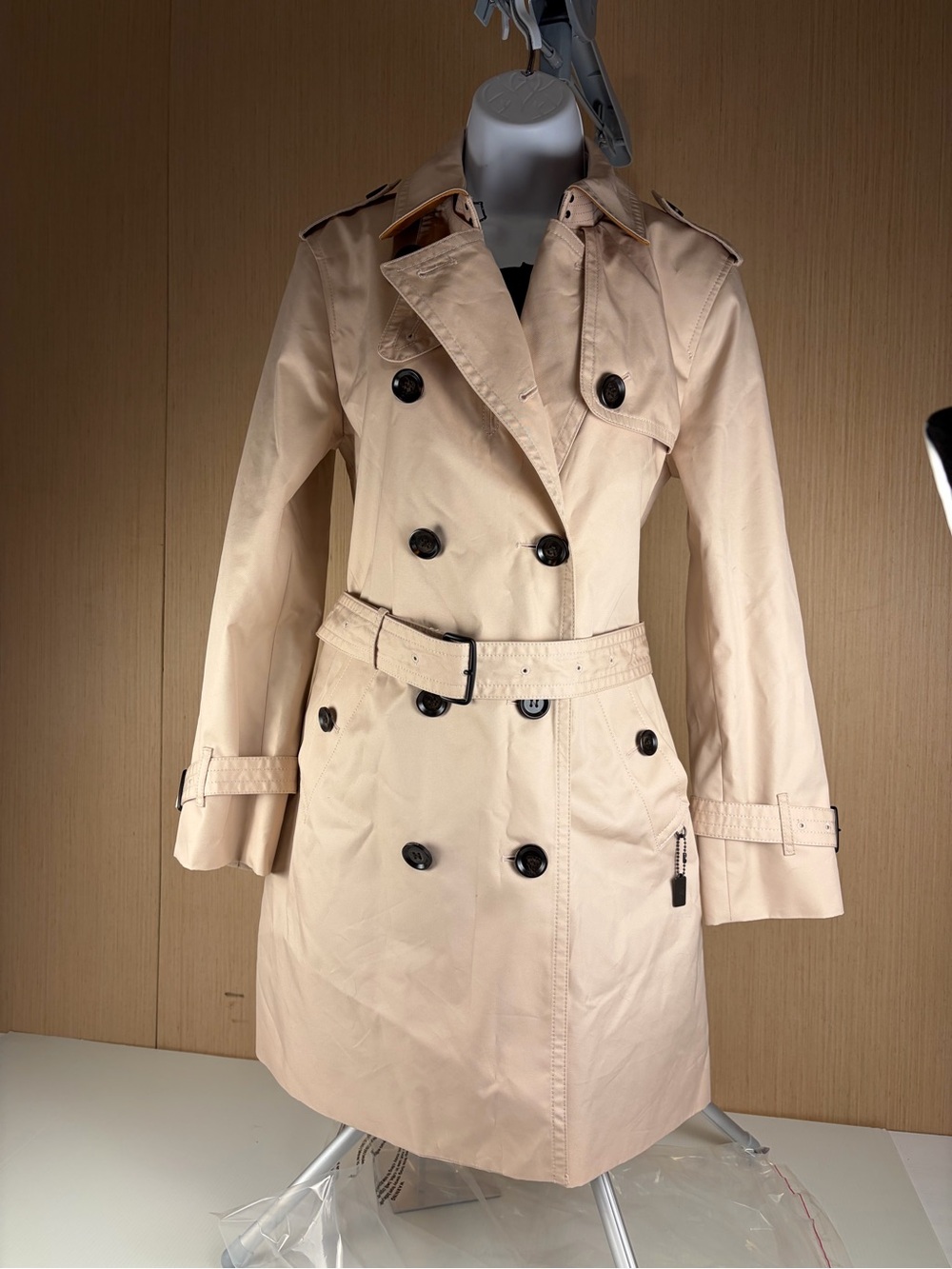 Coach F34024 Blush Pink Trench Coat Medium Belted Double Breasted